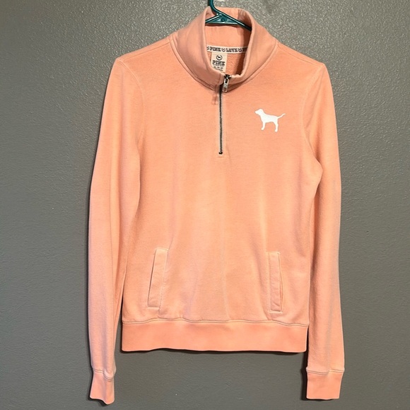 PINK Victoria’s Secret Size XS like New Peach Colored Zip Pull Over - Picture 1 of 10